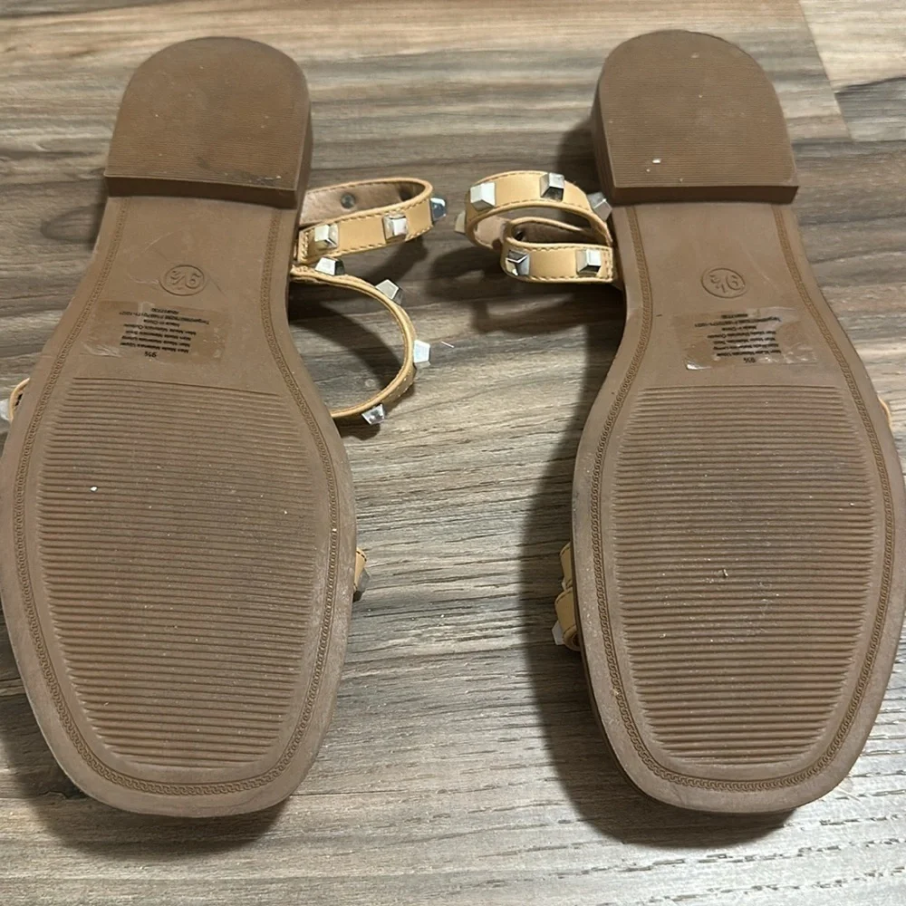 A New Day nude and silver studded sandals in size 9.5